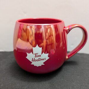 Tim Hortons 2020 Iridescent Red Coffee Tea Mug 12 Oz Maple Leaf